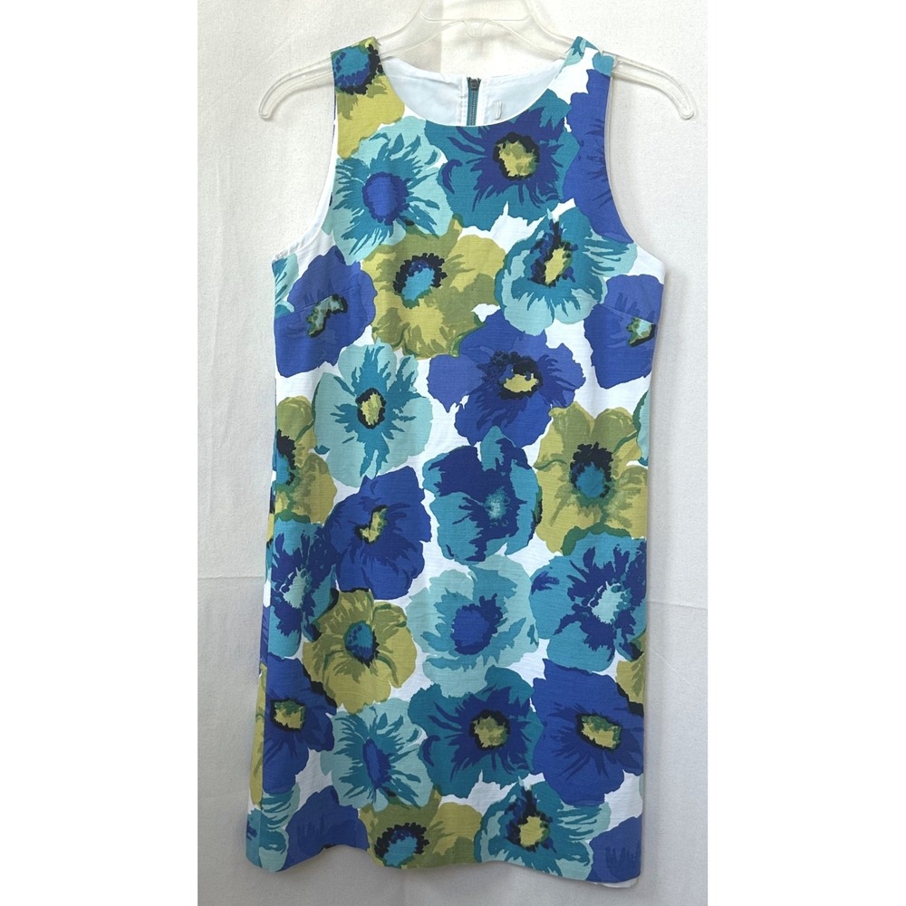 LOFT Retro Garden Party Hawaiian Floral Barkcloth Shift Dress Sz. 0-2? Zip *READ